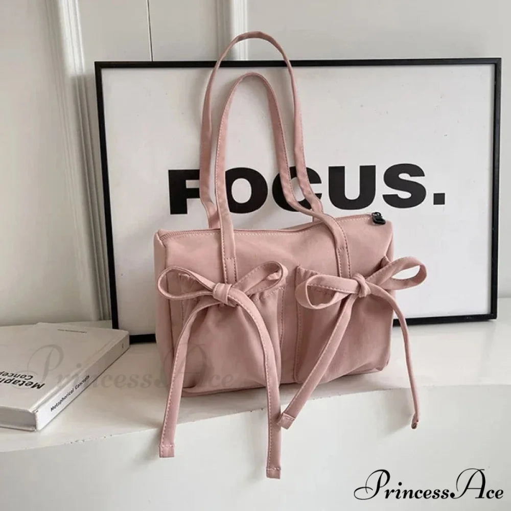 Korean Arch Nylon Collapsible Shoulder Bag Pink shoulder-250126