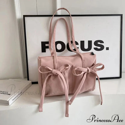 Korean Arch Nylon Collapsible Shoulder Bag Pink shoulder-250126