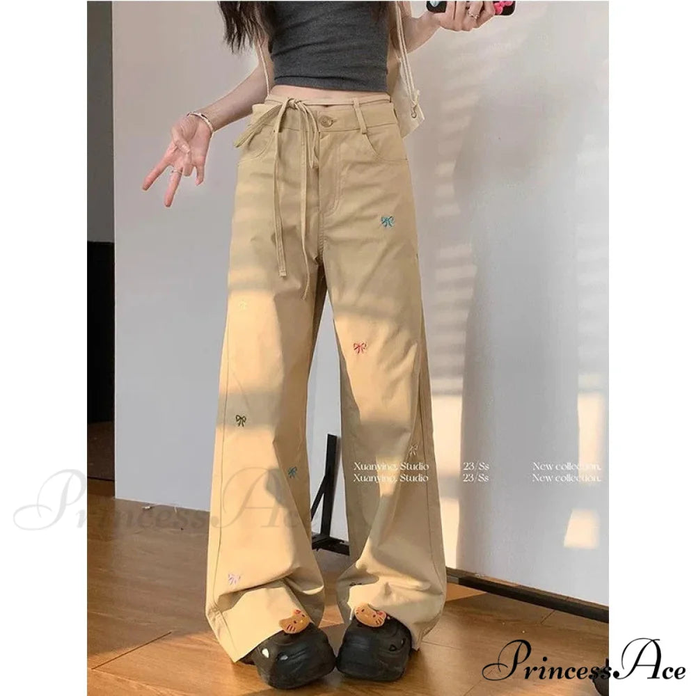 Korean Butterfly Stitched Trousers pants-241228