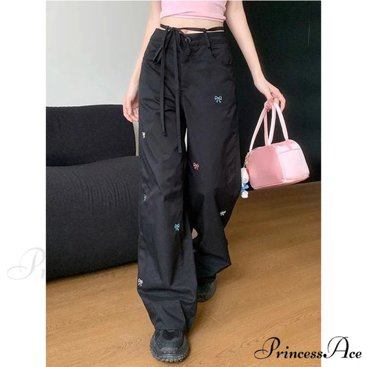 Korean Butterfly Stitched Trousers pants-241228