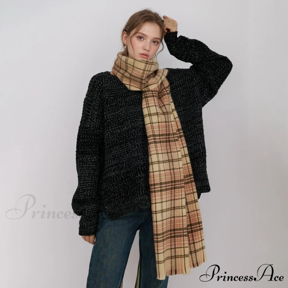 Korean Elegant Fashionable Soft Warm Cozy Classic Trendy Shawl Scarf BROWN