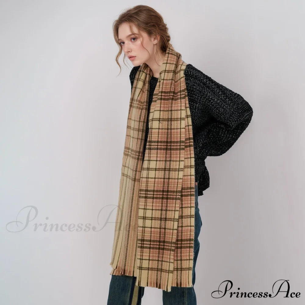 Korean Elegant Fashionable Soft Warm Cozy Classic Trendy Shawl Scarf BROWN