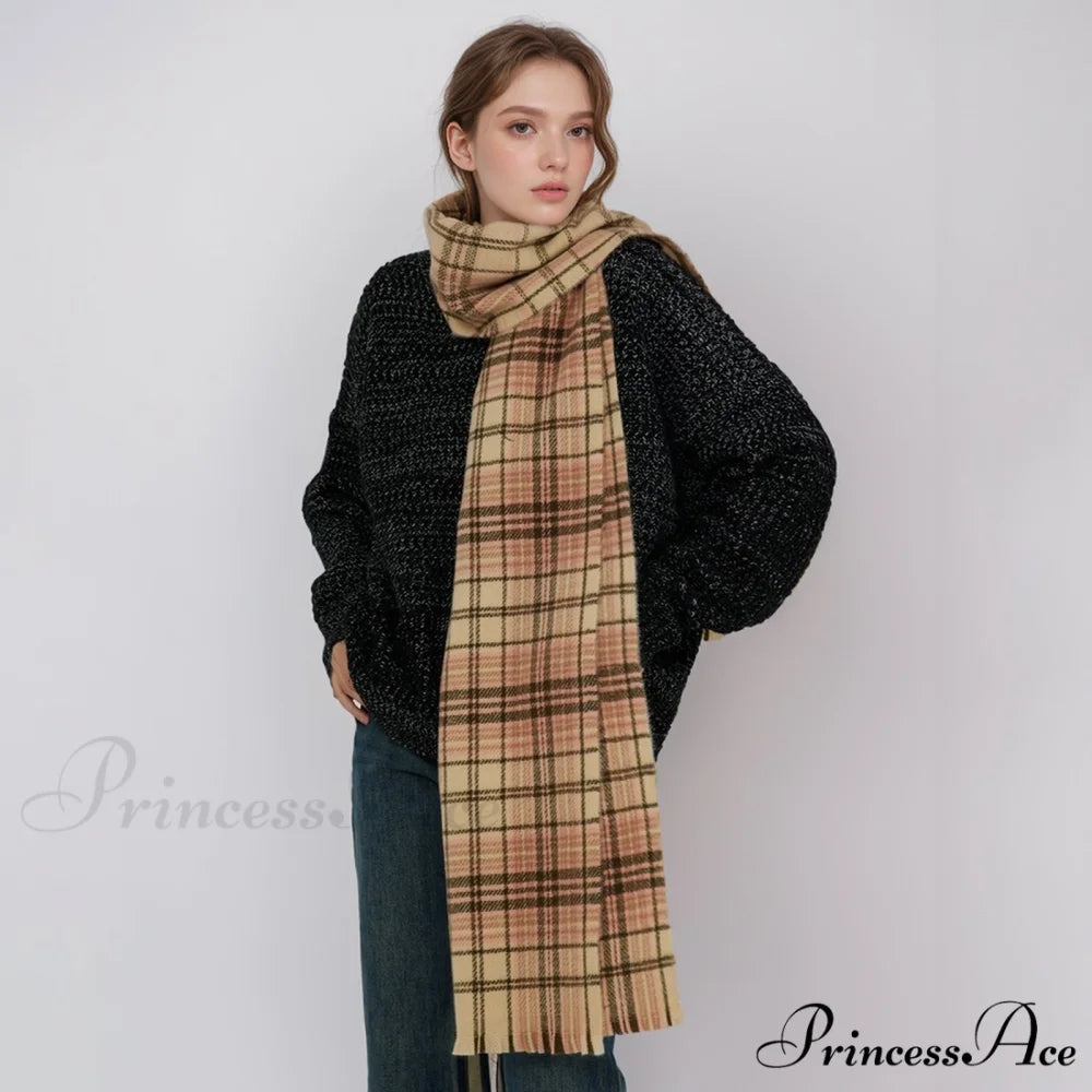 Korean Elegant Fashionable Soft Warm Cozy Classic Trendy Shawl Scarf BROWN