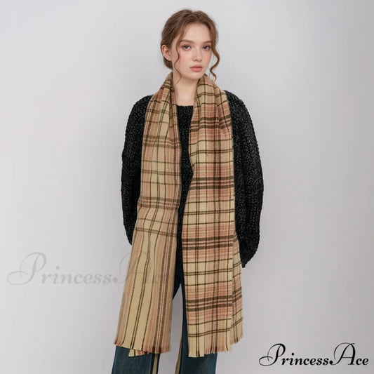 Korean Elegant Fashionable Soft Warm Cozy Classic Trendy Shawl Scarf BROWN