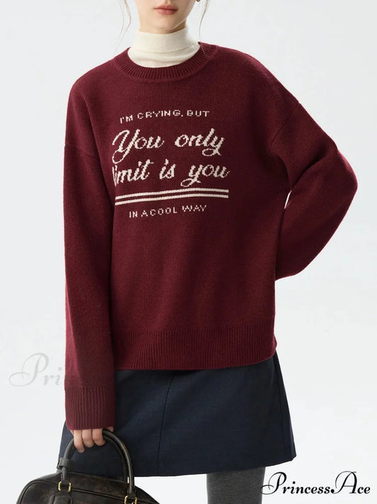 Korean Fashion Pullover Knitted Jumper Red / XS swraters-241228