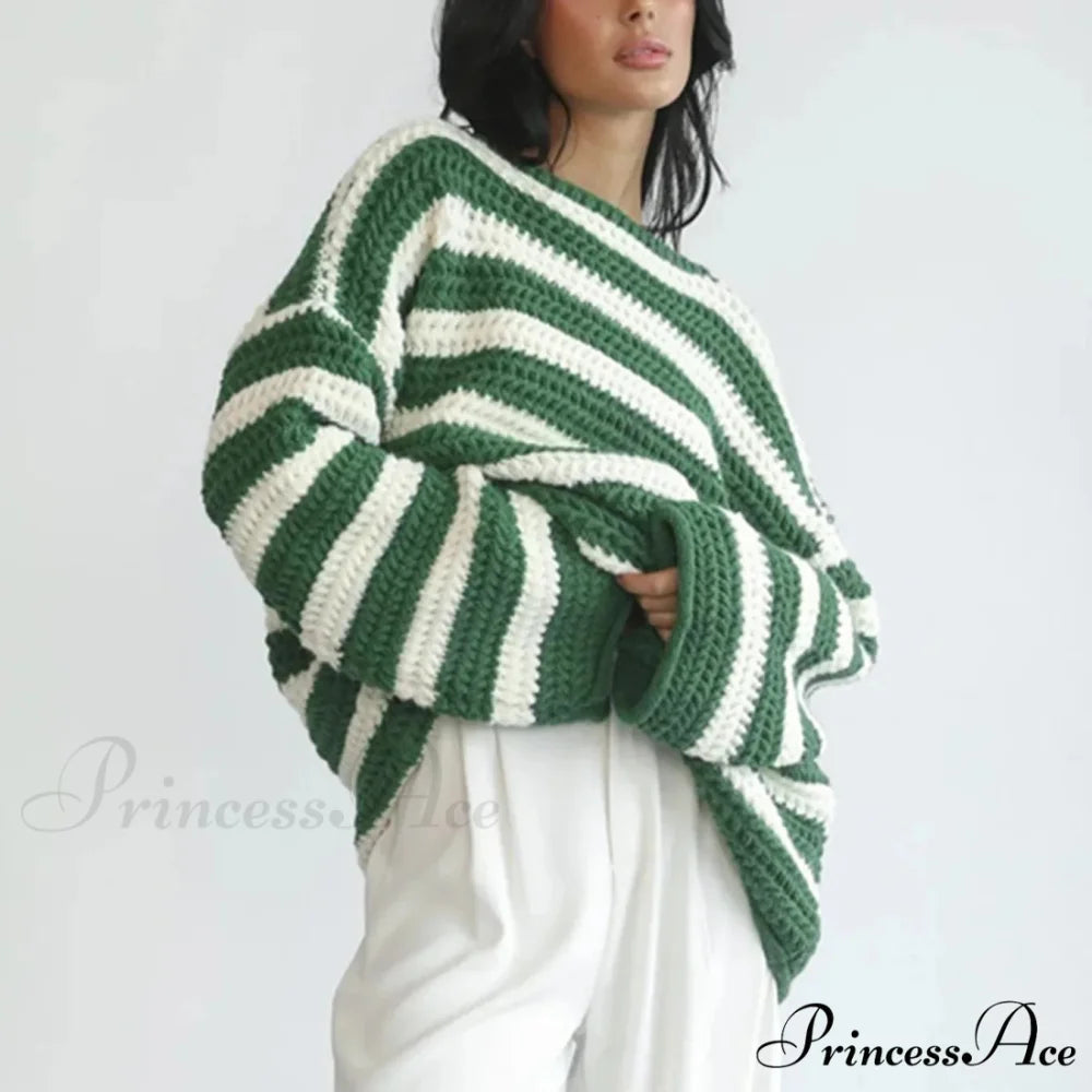 Korean Fashion Striped Generous Sweater swraters-241228