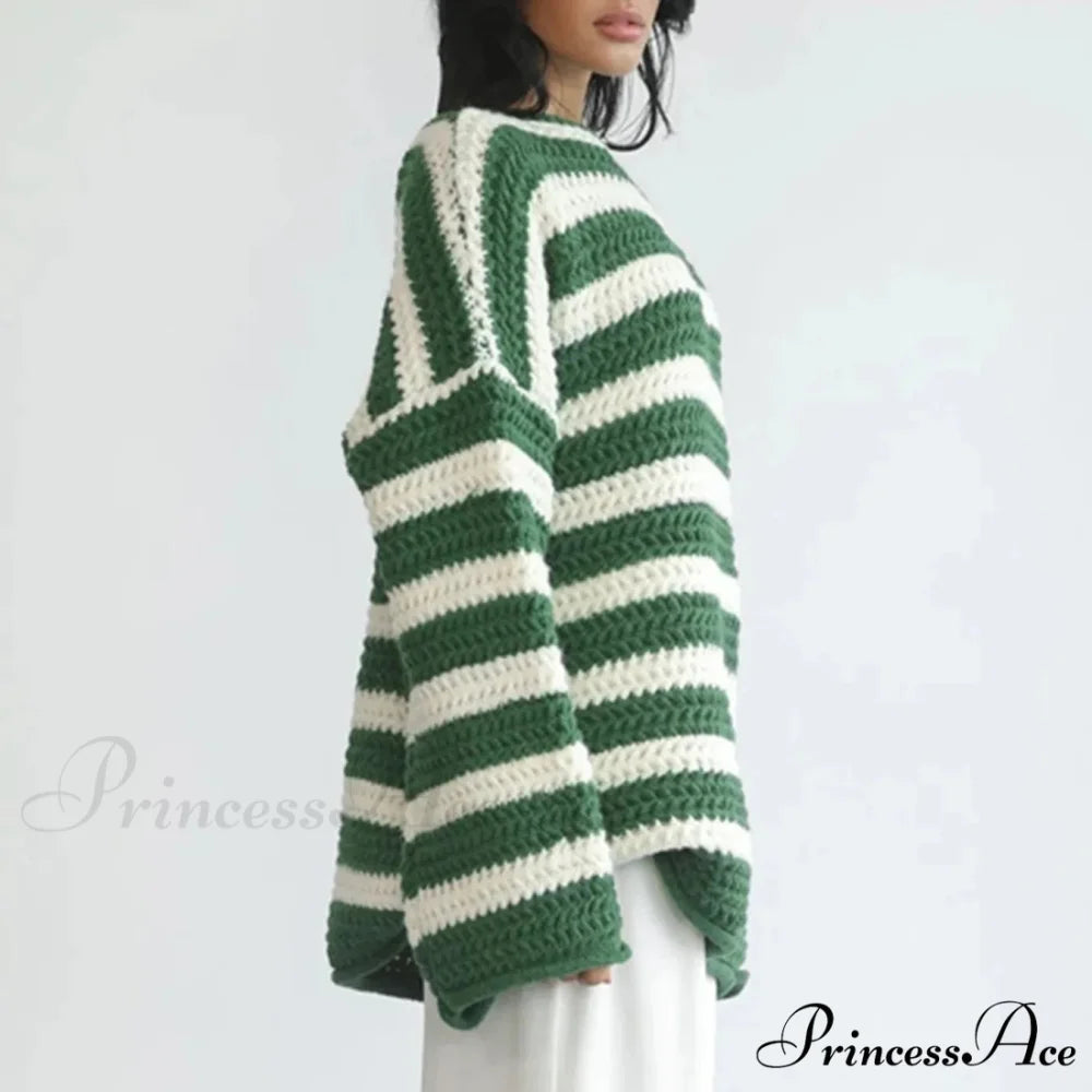 Korean Fashion Striped Generous Sweater swraters-241228