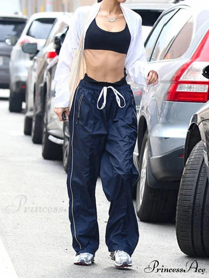 Korean Side Stripe Low Rise Trousers pants-241228