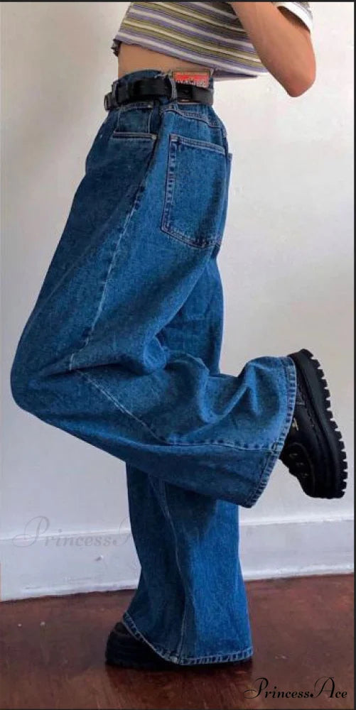 Korean Style Denim Boot Jeans Dark Blue / S
