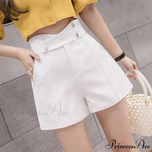 Korean Style High Waist Shorts white / S