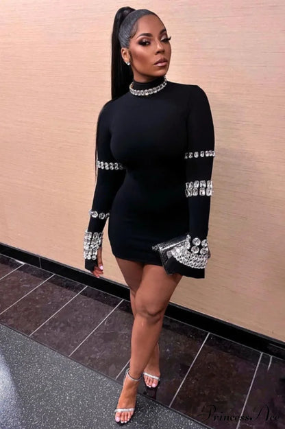 Kris Rhinestone Stylish Bodycon Dress