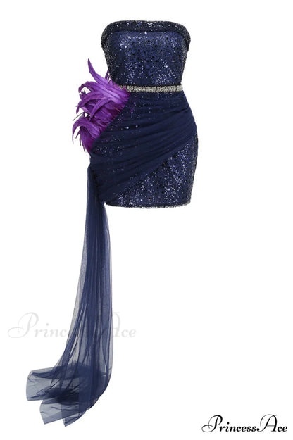 Kuka Strapless Stylish Sequin Mini Dress