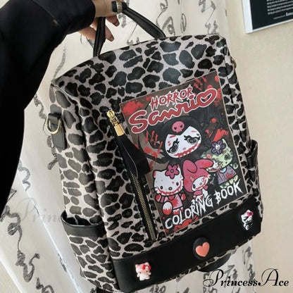 Kuromi Leopard Print Y2K Gothic Vintage Fashion Luxury Cartoon Cute Shoulder Bag BLACK LEOPARD