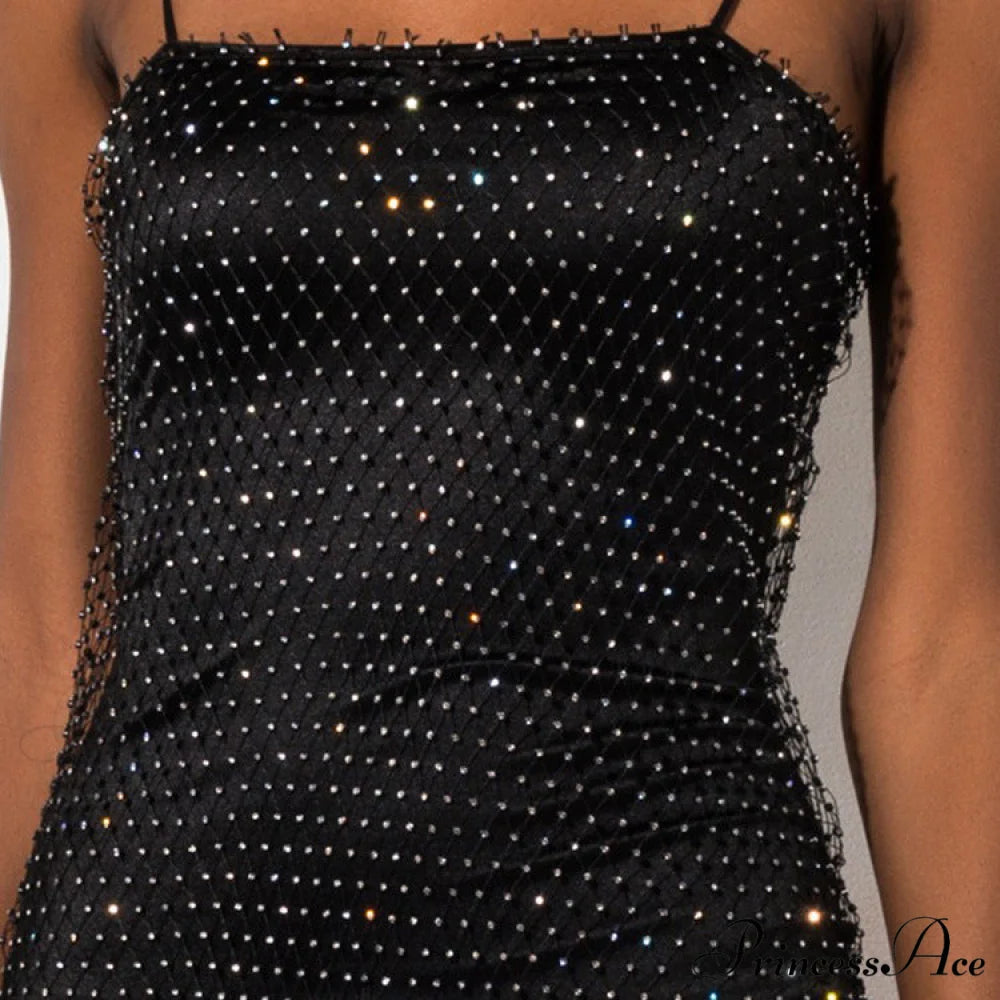 Kylie Rhinestone Stylish Mesh Mini Dress