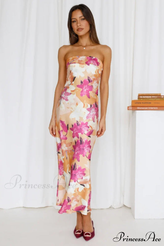 Kyra Satin Stylish Midi Dress S / 1#