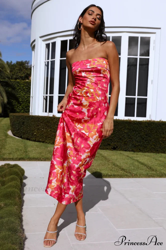 Kyra Satin Stylish Midi Dress S / 5#