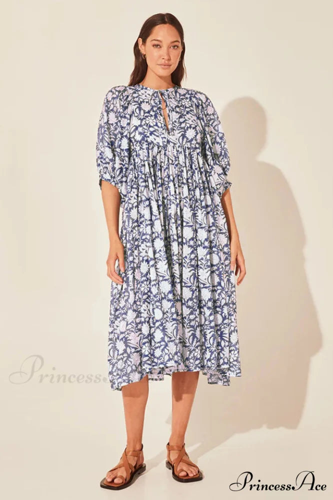 Kyra Summer Stylish Boho Dress S / Blue Iris