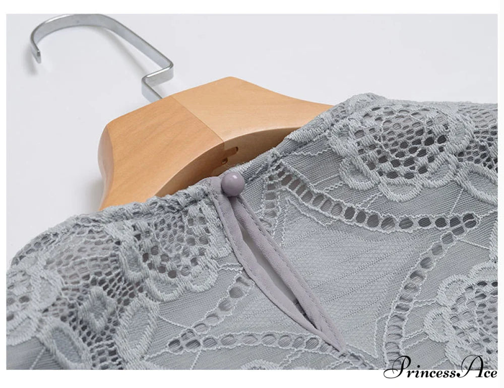 Lace Autumn/Winter Round Neck Long Arm Women’s Mesh Slim Bottoming Blouse - Hollow Velvet Warm Plus Korean Shirt