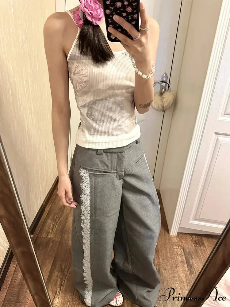 Lace Baggy High Charming Waist Loose Trousers