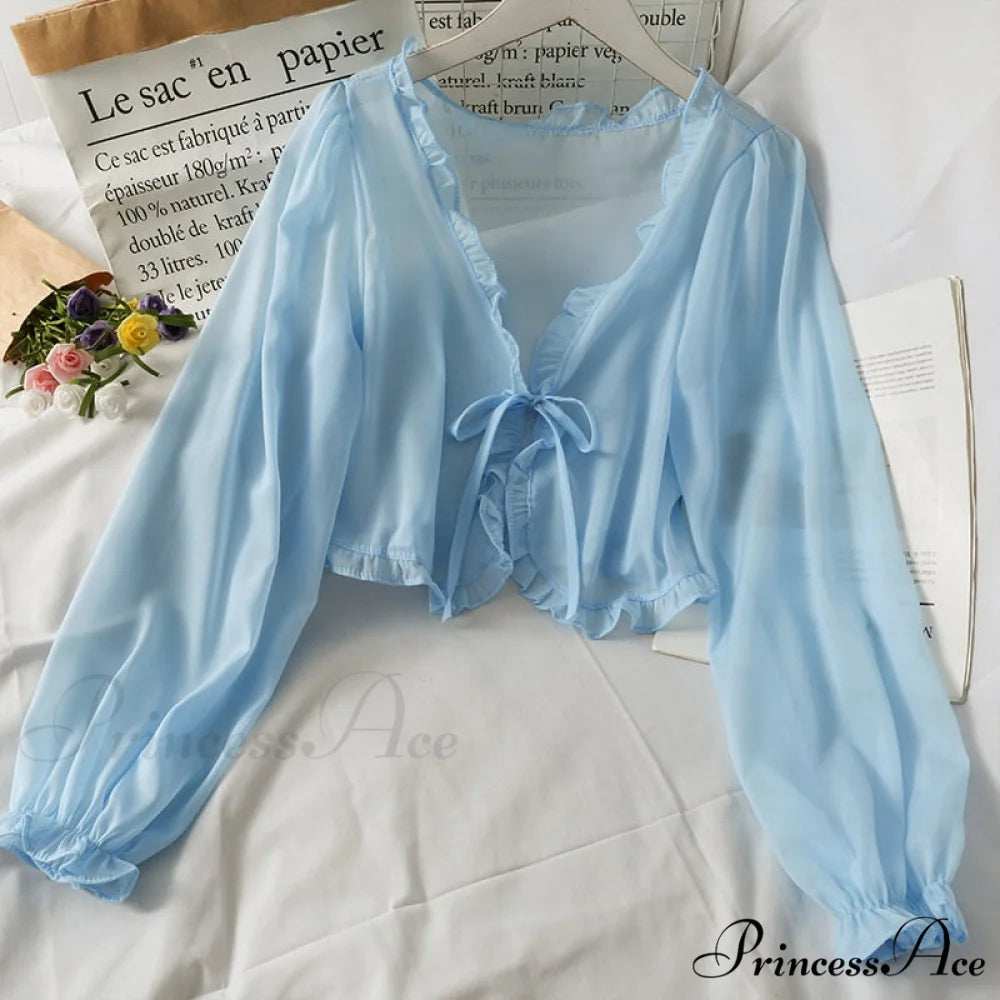 Lace - Cardigan Sun Blouse Blouse - Protection Thin Coat Bow Women’s Warm-Season Cover