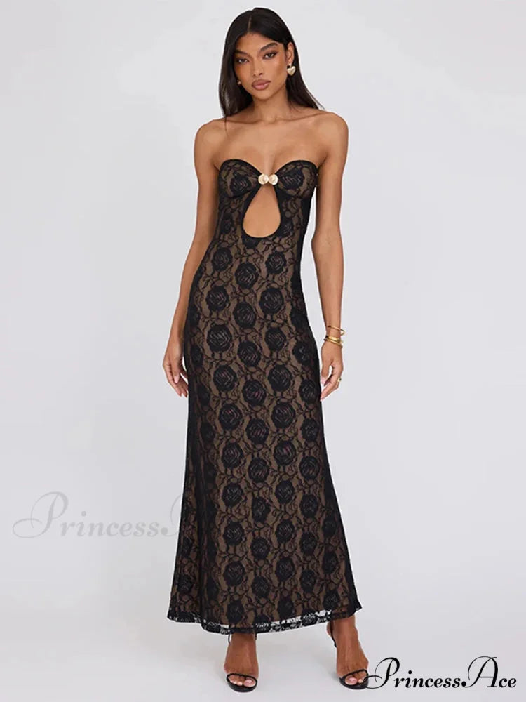 Lace Celebration Bandeau Bodycon Extended Floral Dress floraldress-250126