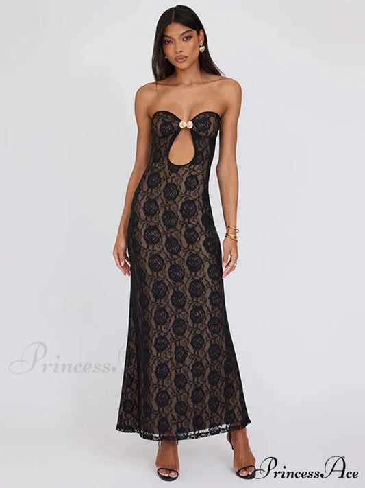 Lace Celebration Bandeau Bodycon Extended Floral Dress floraldress-250126