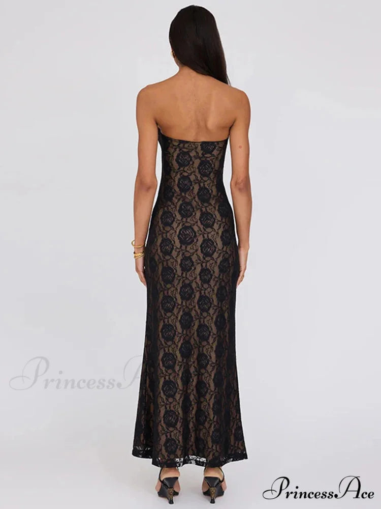 Lace Celebration Bandeau Bodycon Extended Floral Dress floraldress-250126