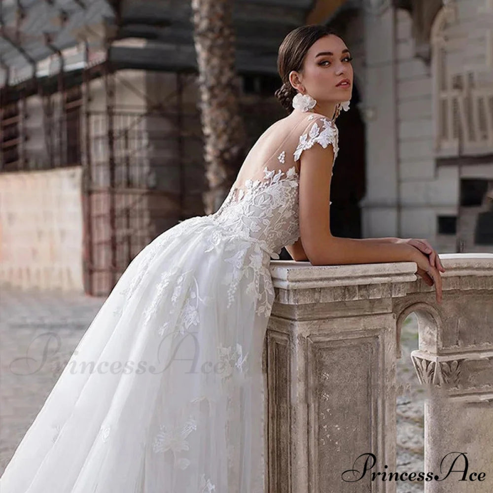 Lace Circular Neck Dual-Use Wedding Gown weddingdress-250223