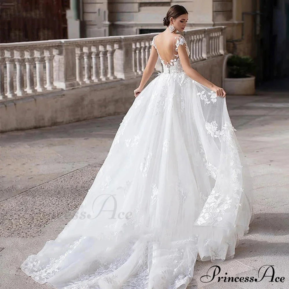 Lace Circular Neck Dual-Use Wedding Gown weddingdress-250223