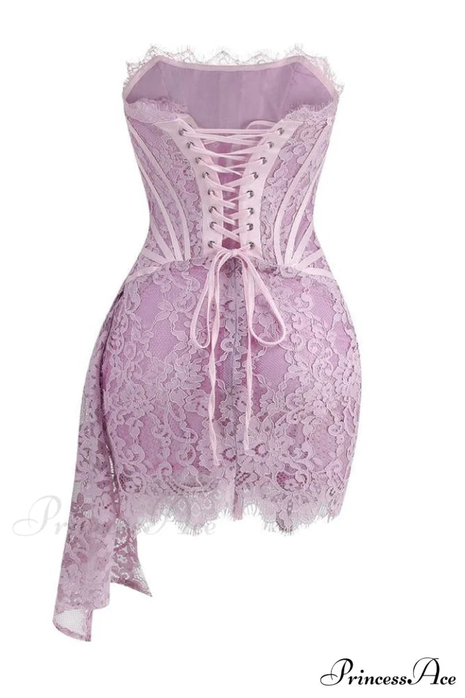 Lace Corset Stylish Draped Mini Dress
