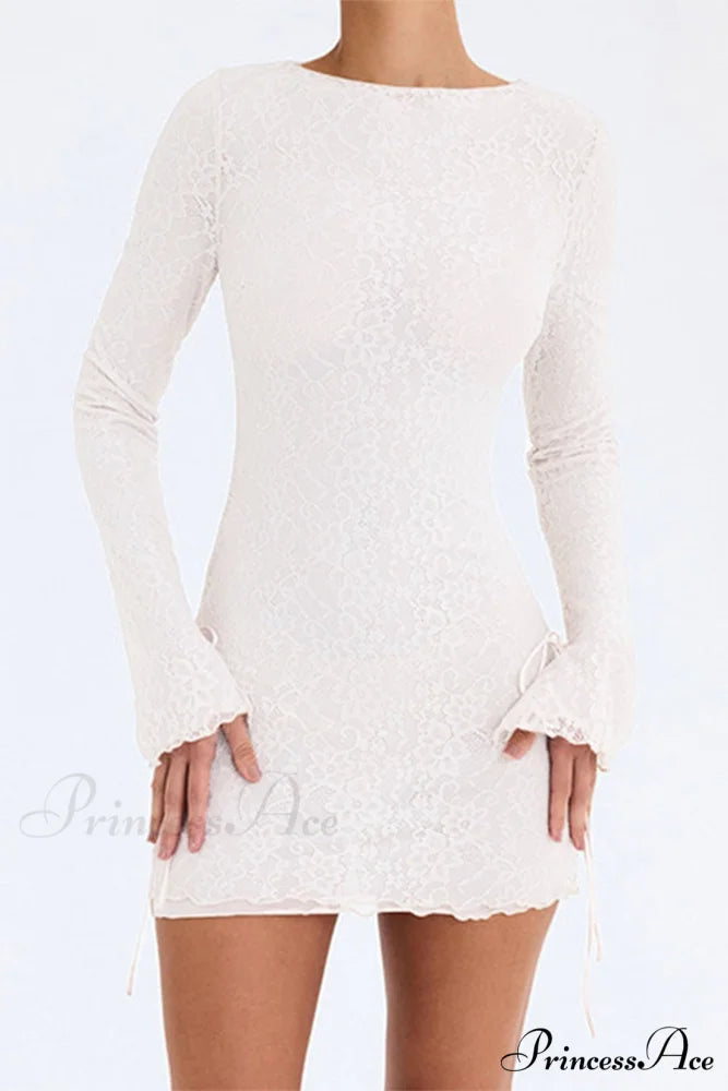 Lace Crew Neck Mini Dress