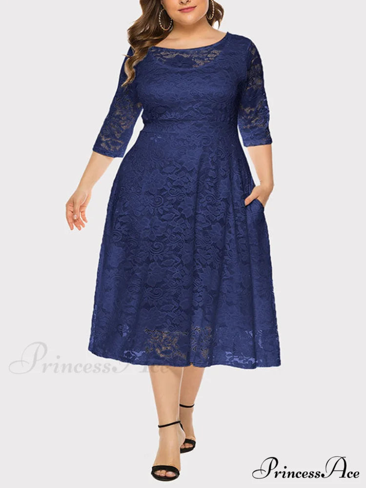 Lace Detail Graceful Bandeau Top Navy Blue / XL
