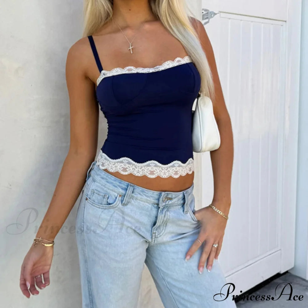 Lace Edging Open Rear Crop Top croptop-250223