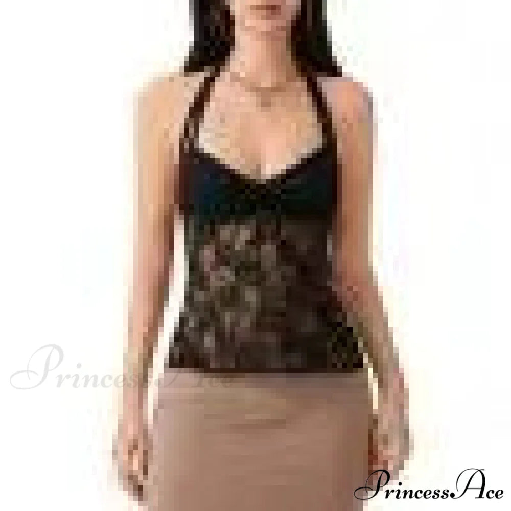 Lace Halter Bind-Up Crop Top black / S croptop-250223