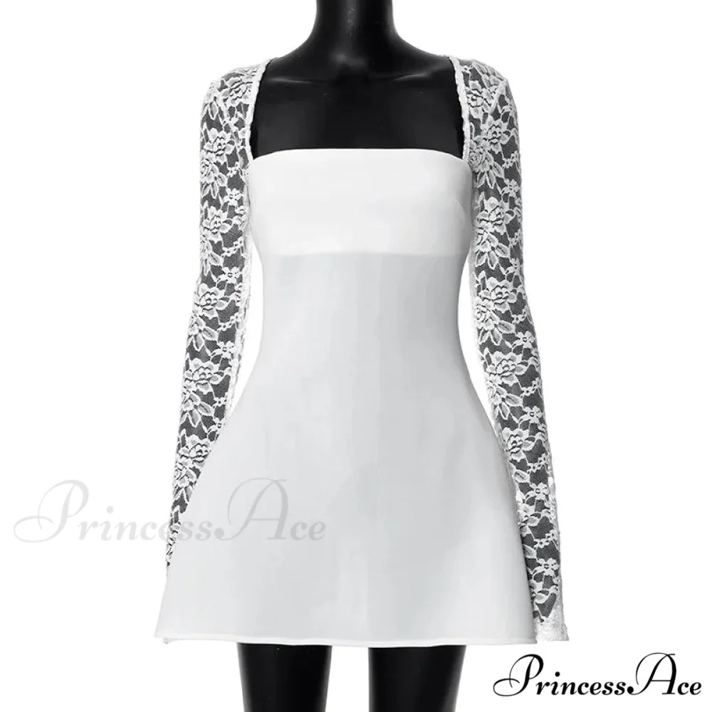 Lace Long Stylish Sleeve Mini Dress