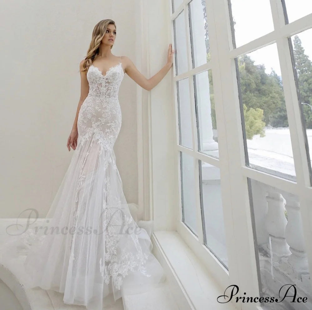 Lace Mermaid Tail Wedding Gown White / XS weddingdress-250223