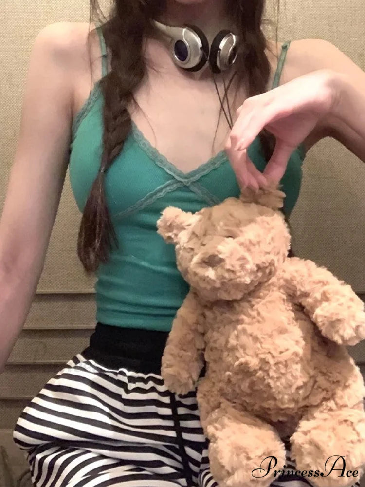 Lace Paneled Button Trendy Long Sleeve Knit Top Green / ONE SIZE