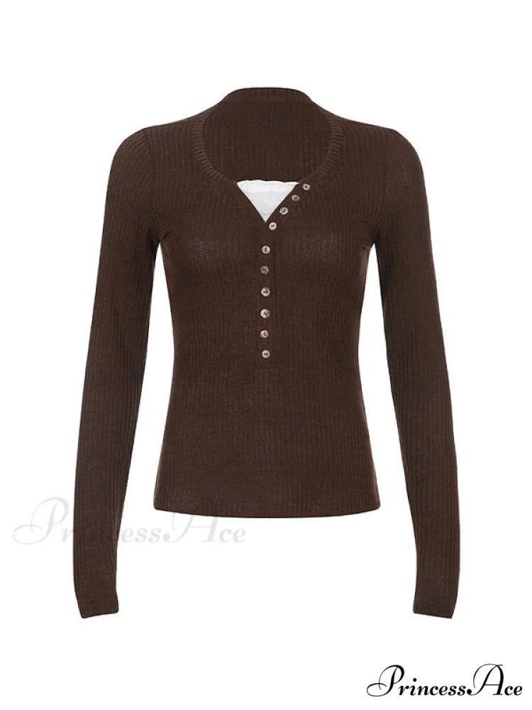 Lace Paneled Graceful Brown Tank Top