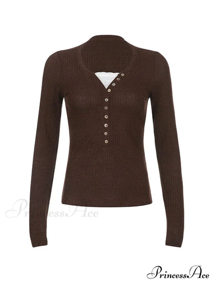 Lace Paneled Graceful Brown Tank Top