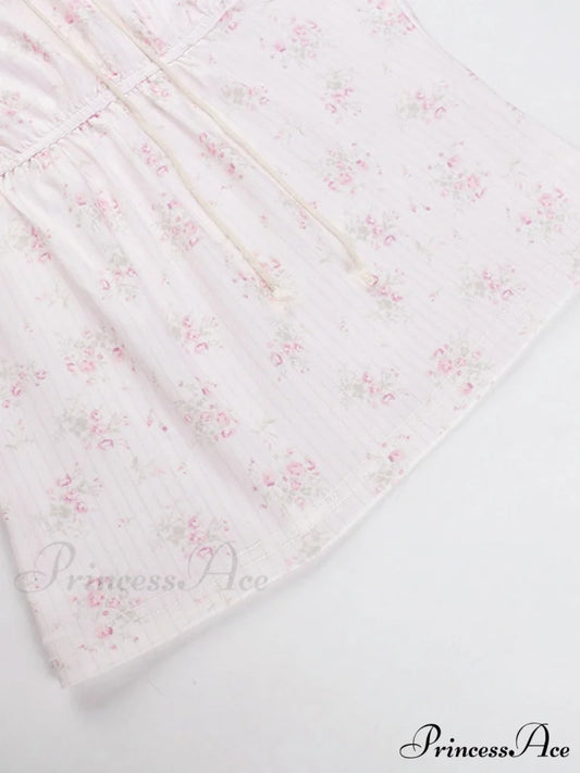 Lace Paneled Graceful Denim Corset Top