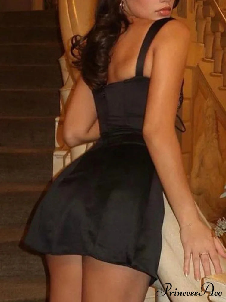 Lace Paneled Graceful Sleeveless Mini Dress