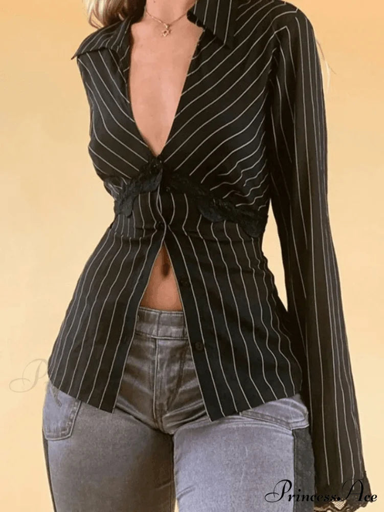 Lace Paneled Long Trendy Sleeve Crop Top