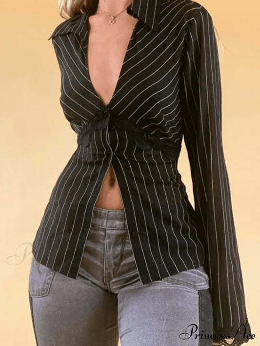 Lace Paneled Long Trendy Sleeve Crop Top