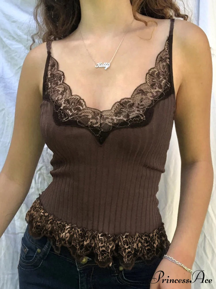 Lace Paneled Puff Trendy Sleeve Velvet Mini Dress Brown / S