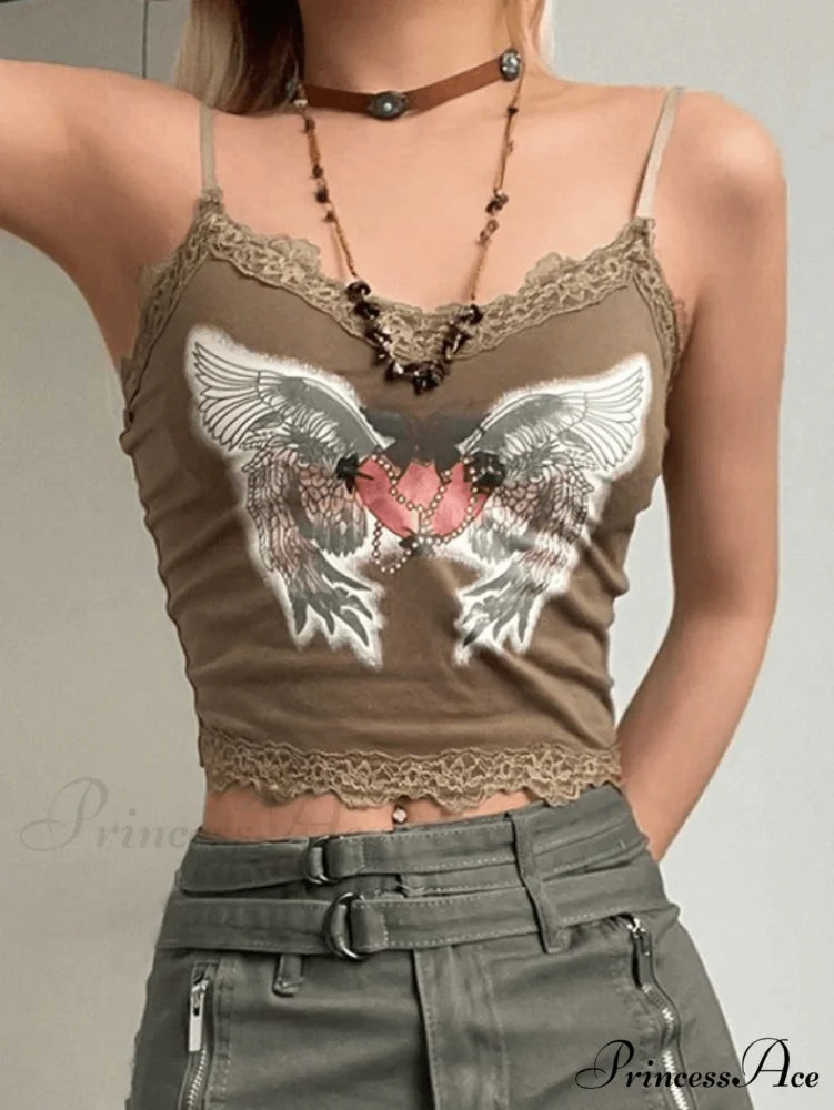 Lace Paneled White Trendy Crop Cami Top