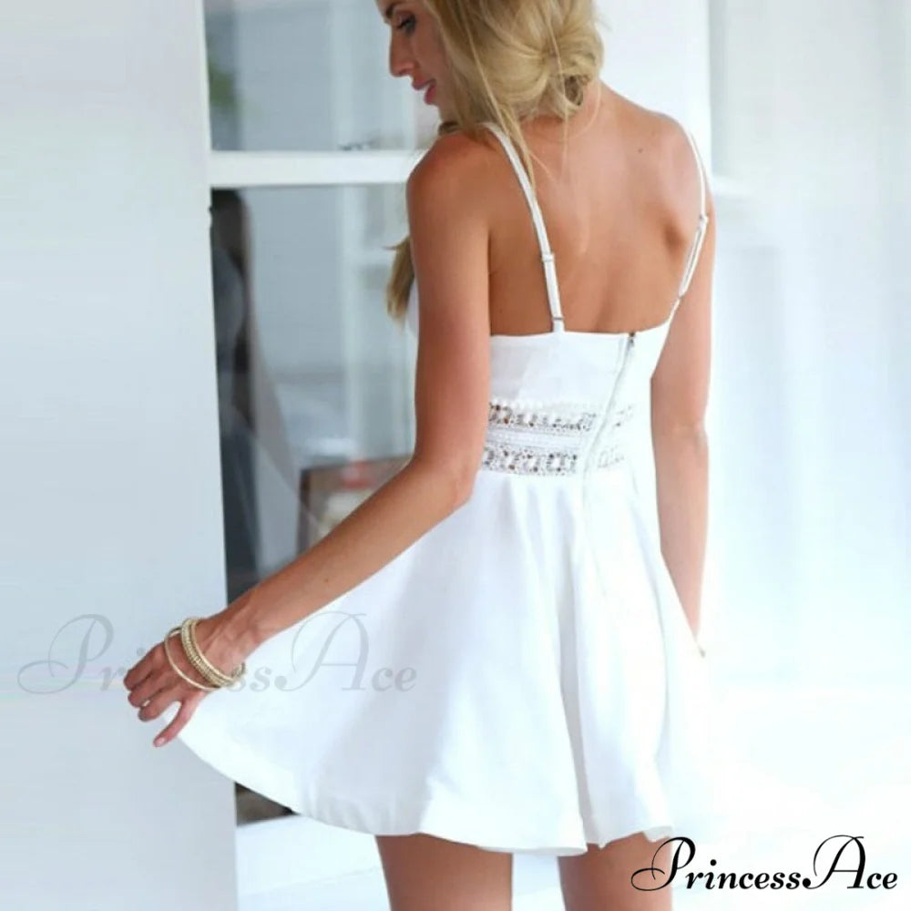 Lace Patchwork A-line Spaghetti Strap Dresses