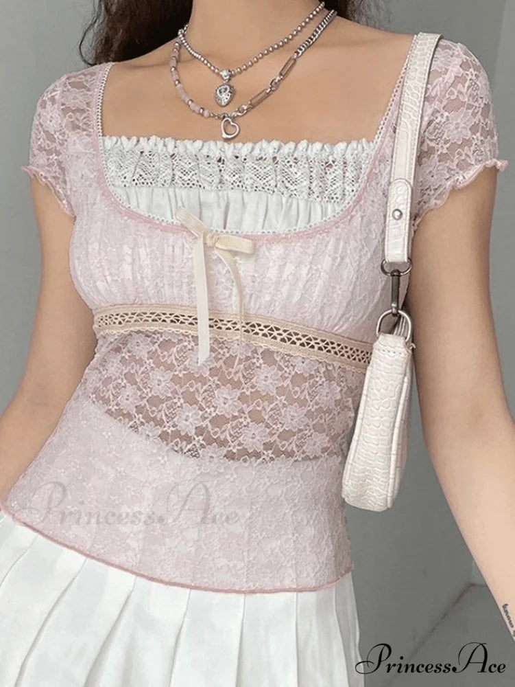 Lace Patchwork Graceful Butterfly Print Dress