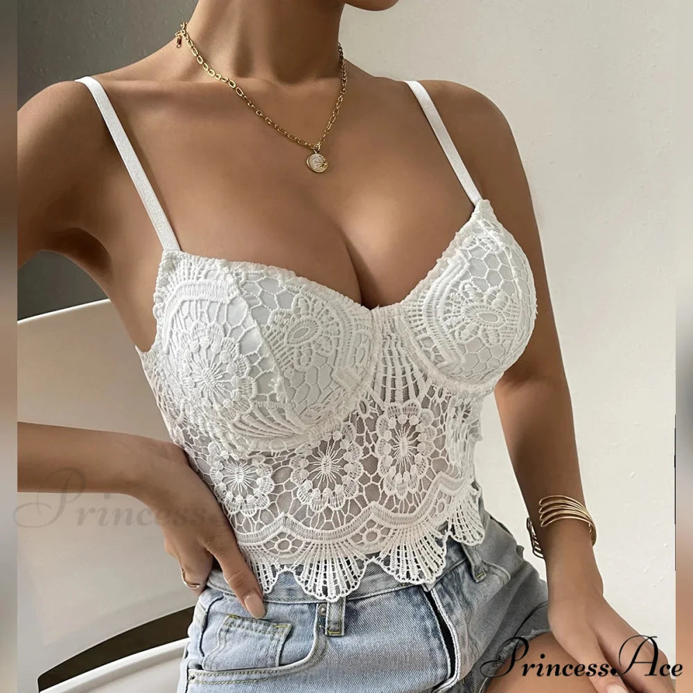 Lace Patchwork Trim Fit V-neck Backless Crop Top croptop-250126