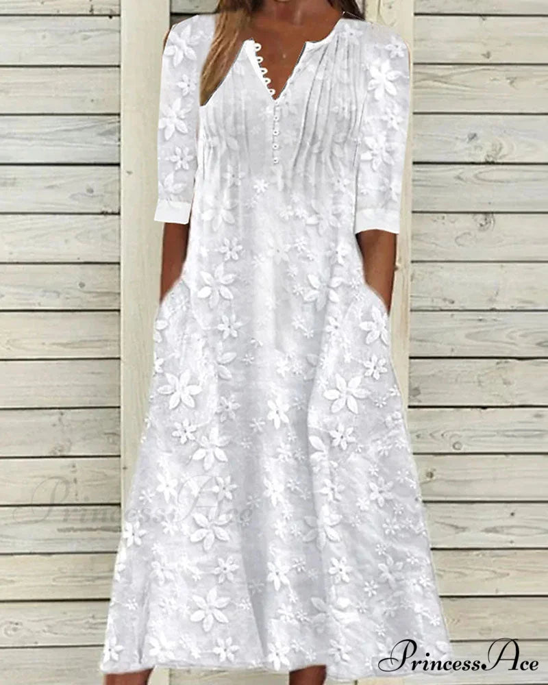Lace Pocket Dress White / S