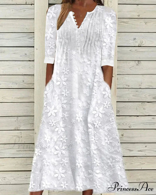 Lace Pocket Dress White / S
